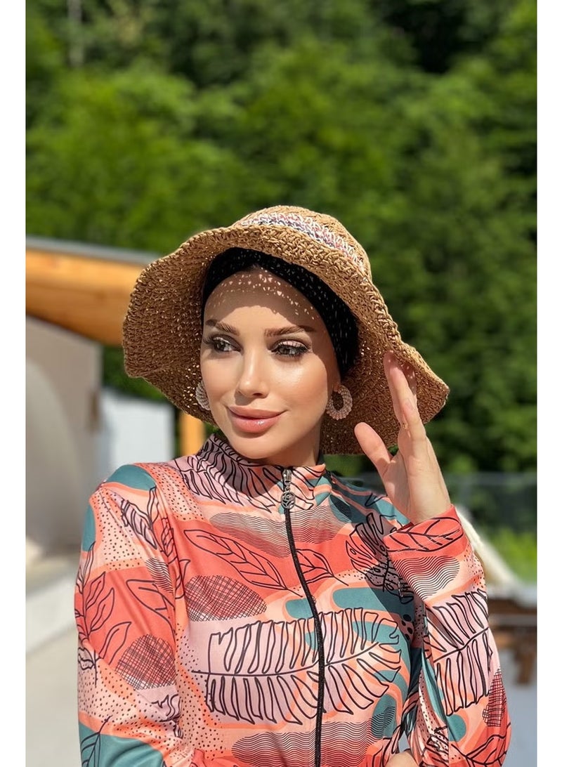 Remsa Mayo Handmade Knitted Straw Hat Rş-85 Camel - Image 2
